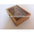 New clear window bamboo box with open lid